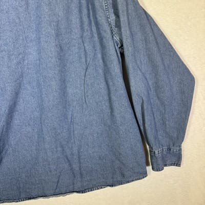 Wrangler Shirt Mens 3XL Blue Denim Long Sleeve Button Up Casual Western Workwear - Thumbnail 12