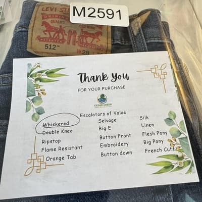 Levis 512 Jeans Men's 28x30 Blue Whiskered Slim Tapered Stretch Denim Pants - Thumbnail 8