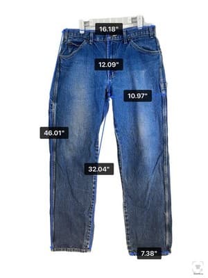 Dickies Jeans Mens 33x34 Blue Medium Wash Straight Relaxed Denim Zip Fly - Thumbnail 10