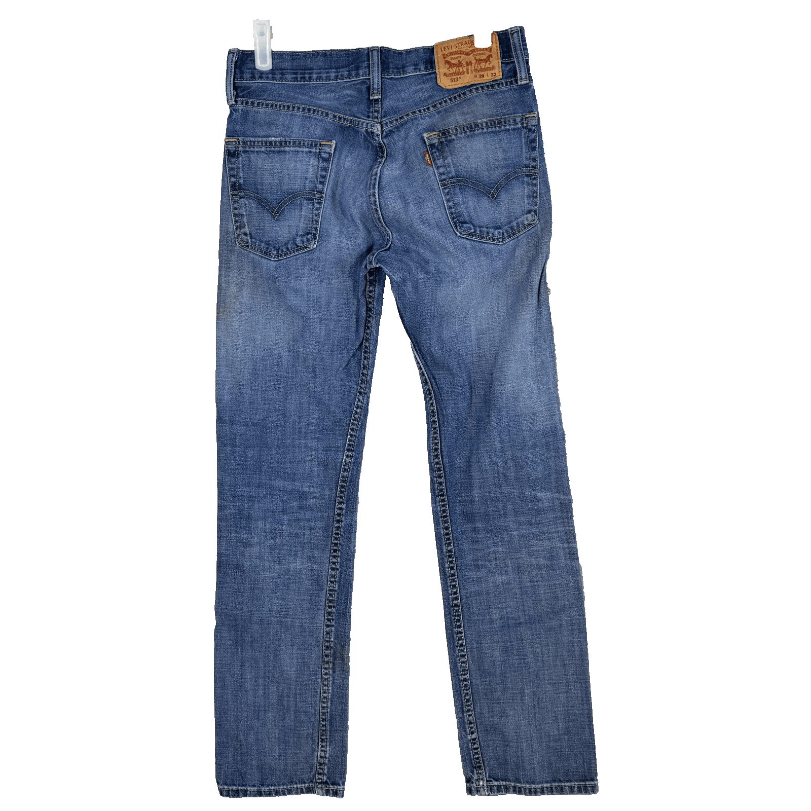 Levis 513 Jeans Mens 29x32 Blue Slim Straight Fit Denim Medium Wash Distressed - Thumbnail 2