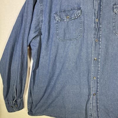 Wrangler Shirt Mens 3XL Blue Denim Long Sleeve Button Up Casual Western Workwear - Thumbnail 3