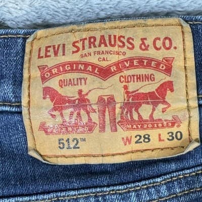 Levis 512 Jeans Men's 28x30 Blue Whiskered Slim Tapered Stretch Denim Pants - Thumbnail 3