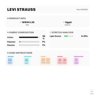 Levis 541 Jeans Mens 44x30 Blue Light Wash Tapered Athletic Denim Zip Fly - Thumbnail 14