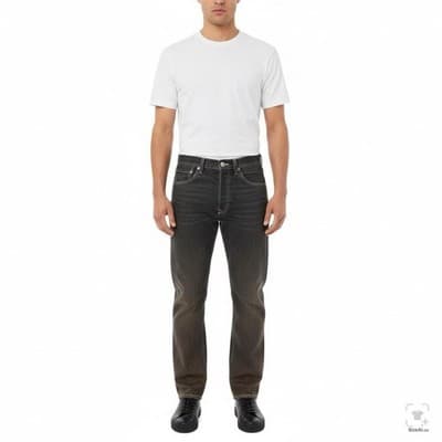 Levis 501 Jeans Mens 33x32 Black Dark Wash Straight Denim Button Fly Regular Fit - Thumbnail 4