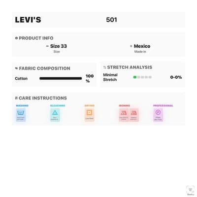 Levis 501 Jeans Mens 33x32 Black Dark Wash Straight Denim Button Fly Regular Fit - Thumbnail 14