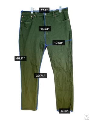 Levis 511 Jeans Mens 36x32 Green Slim Taper Stretch Denim Zip Fly Mid Rise - Thumbnail 12