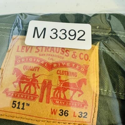 Levis 511 Jeans Mens 36x32 Green Slim Taper Stretch Denim Zip Fly Mid Rise - Thumbnail 15