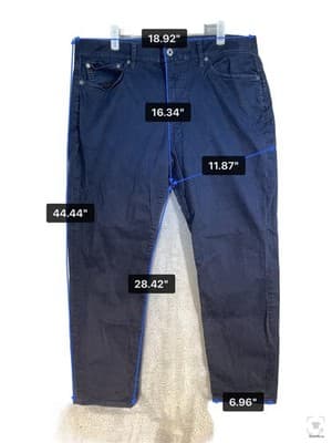 Lucky Brand 121 Heritage Slim Jeans Mens 32x28 Blue Dark Wash Tapered Zip Fly - Thumbnail 12