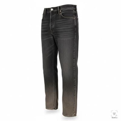 Levis 501 Jeans Mens 34x31 Gray Medium Wash Straight Denim Button Fly Regular - Thumbnail 2