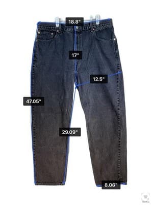 Levis 550 Jeans Mens 40x32 Black Charcoal Wash Relaxed Fit Denim Zip Fly - Thumbnail 11