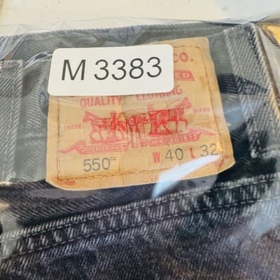 Levis 550 Jeans Mens 40x32 Black Charcoal Wash Relaxed Fit Denim Zip Fly - Thumbnail 14