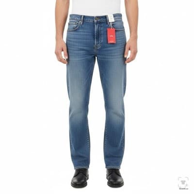 Lucky Brand 181 Relaxed Straight Jeans Mens 38x30 Blue Medium Wash Denim Zip Fly - Thumbnail 4