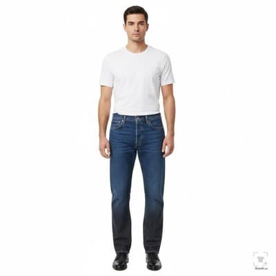 Levis 501 Jeans Mens 34x32 Blue Medium Wash Denim Button Fly Regular Fit - Thumbnail 4