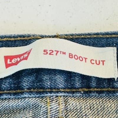 Levis 527 Jeans Teens 33x28 Blue Medium Wash Bootcut Slim Denim Zip Fly - Thumbnail 7