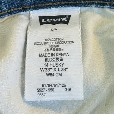 Levis 527 Jeans Teens 33x28 Blue Medium Wash Bootcut Slim Denim Zip Fly - Thumbnail 8