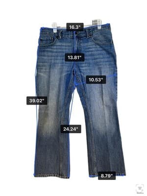 Levis 527 Jeans Teens 33x28 Blue Medium Wash Bootcut Slim Denim Zip Fly - Thumbnail 10