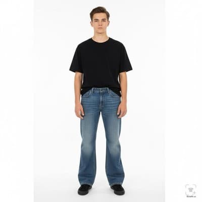 Levis 527 Jeans Teens 33x28 Blue Medium Wash Bootcut Slim Denim Zip Fly - Thumbnail 13