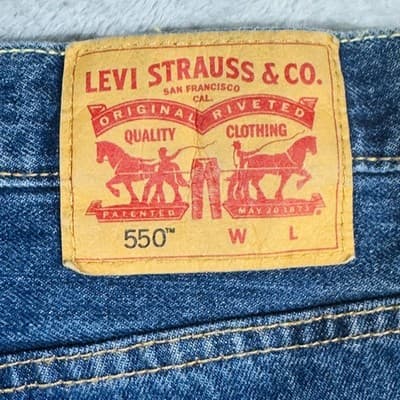 Levis 550 Jeans Mens 48x29 Blue Medium Wash Relaxed Tapered Denim Zip Fly - Thumbnail 6