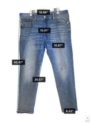 True Religion Geno Jeans Mens 36x31 Blue Light Wash Tapered Relaxed Zip Fly - Thumbnail 13