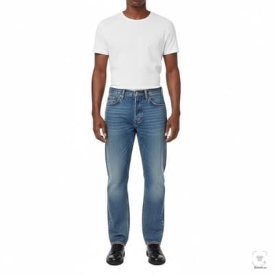 Levis 505 Jeans Mens 30x30 Blue Medium Wash Straight Denim Zip Fly Regular Fit - Thumbnail 4