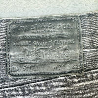 Levis 511 Jeans Mens 30x32 Gray Dark Wash Slim Tapered Stretch Denim Big E Zip - Thumbnail 8