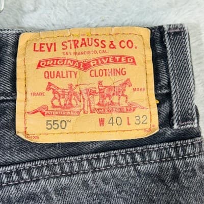 Levis 550 Jeans Mens 40x32 Black Charcoal Wash Relaxed Fit Denim Zip Fly - Thumbnail 7