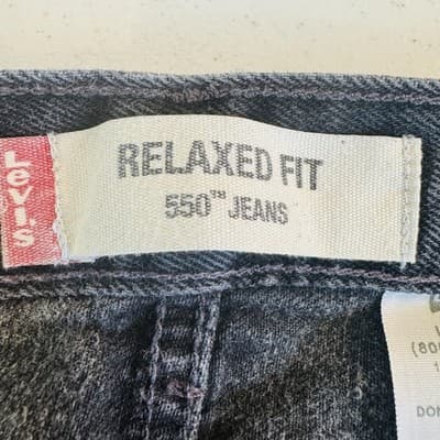 Levis 550 Jeans Mens 40x32 Black Charcoal Wash Relaxed Fit Denim Zip Fly - Thumbnail 8