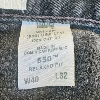 Levis 550 Jeans Mens 40x32 Black Charcoal Wash Relaxed Fit Denim Zip Fly - Thumbnail 9