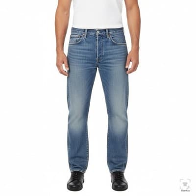 Levis Western Fit Jeans Mens 36x32 Blue Light Wash Straight Denim Zip Fly - Thumbnail 4