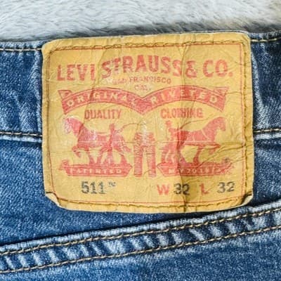 Levis 511 Jeans Mens 32x32 Blue Medium Wash Slim Tapered Stretch Denim Zip Fly - Thumbnail 7