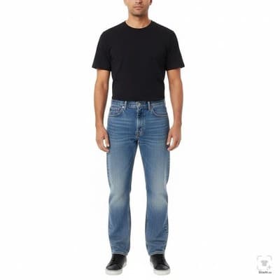 Levis 505 Jeans Mens 42x30 Blue Medium Wash Straight Denim Zip Fly Regular Fit - Thumbnail 4