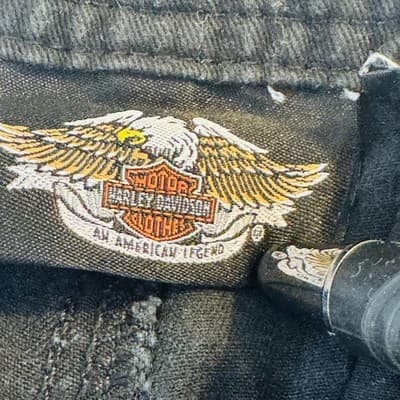 Harley-Davidson Jeans Mens 34x28 Black Dark Wash Straight Relaxed Denim Zip Fly - Thumbnail 10