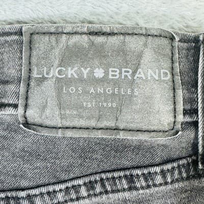 Lucky Brand 110 Slim Jeans Mens 36x32 Gray Charcoal Wash Slim Skinny Zip Fly - Thumbnail 7