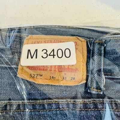 Levis 527 Jeans Teens 33x28 Blue Medium Wash Bootcut Slim Denim Zip Fly - Thumbnail 14