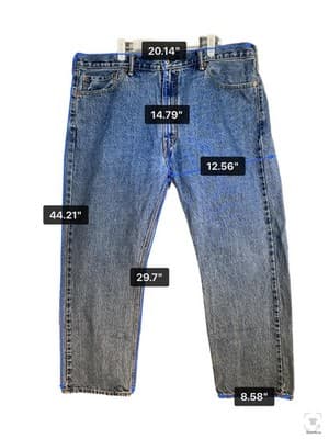 Levis 505 Jeans Mens 42x30 Blue Medium Wash Straight Denim Zip Fly Regular Fit - Thumbnail 9