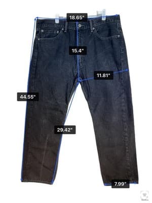 Levis 505 Jeans Mens 38x29 Black Dark Wash Straight Denim Zip Fly Regular Fit - Thumbnail 12