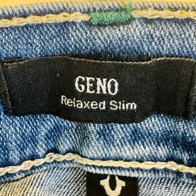 True Religion Geno Jeans Mens 36x31 Blue Light Wash Tapered Relaxed Zip Fly - Thumbnail 11