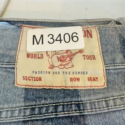 True Religion Geno Jeans Mens 36x31 Blue Light Wash Tapered Relaxed Zip Fly - Thumbnail 16