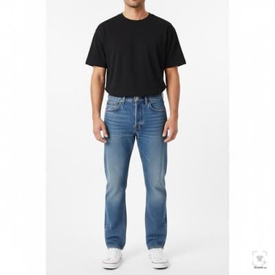 Levis 505 Jeans Mens 32x32 Blue Light Wash Straight Denim Zip Fly Regular Fit - Thumbnail 4