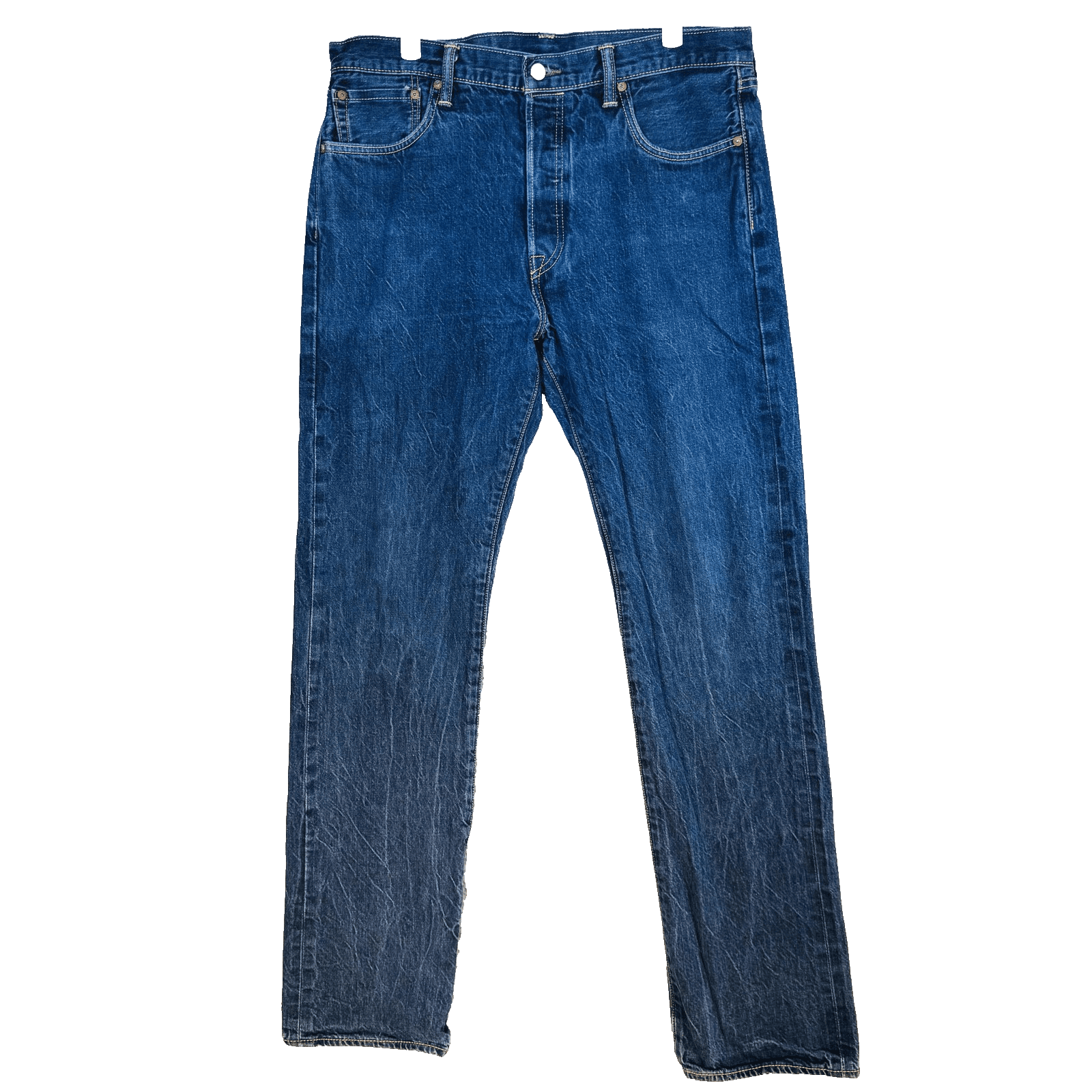 Levis 501 Jeans Mens 34x32 Blue Medium Wash Denim Button Fly Regular Fit - Thumbnail 5