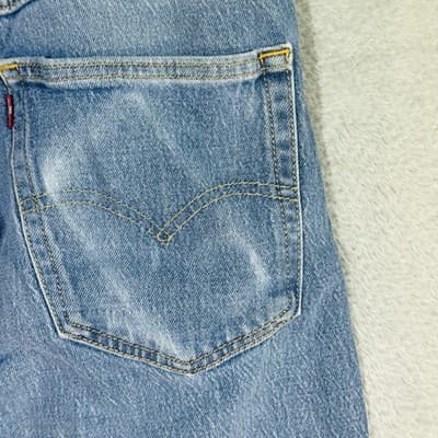 Levis Western Fit Jeans Mens 36x32 Blue Light Wash Straight Denim Zip Fly - Thumbnail 8