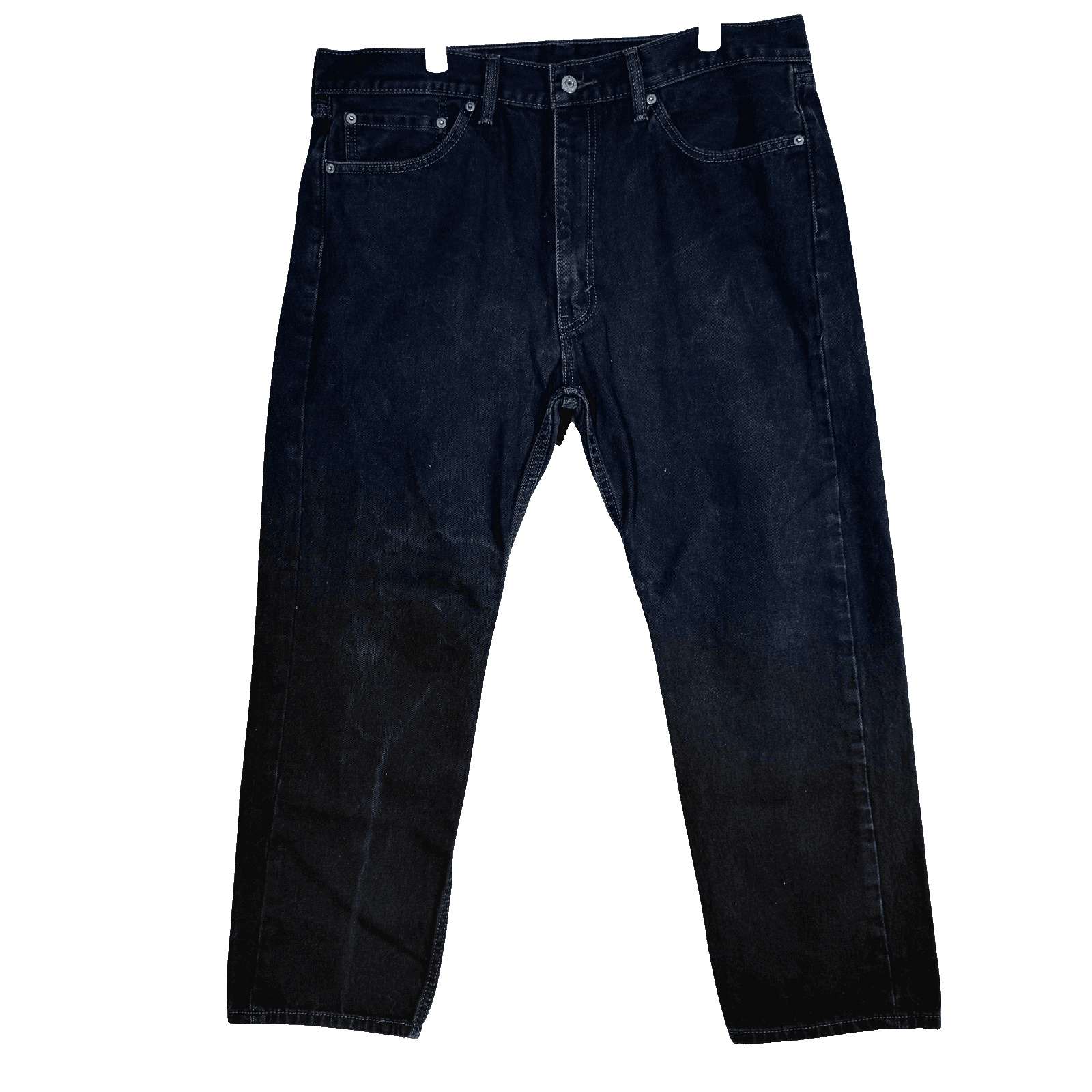 Levis 505 Jeans Mens 38x29 Black Dark Wash Straight Denim Zip Fly Regular Fit - Thumbnail 5