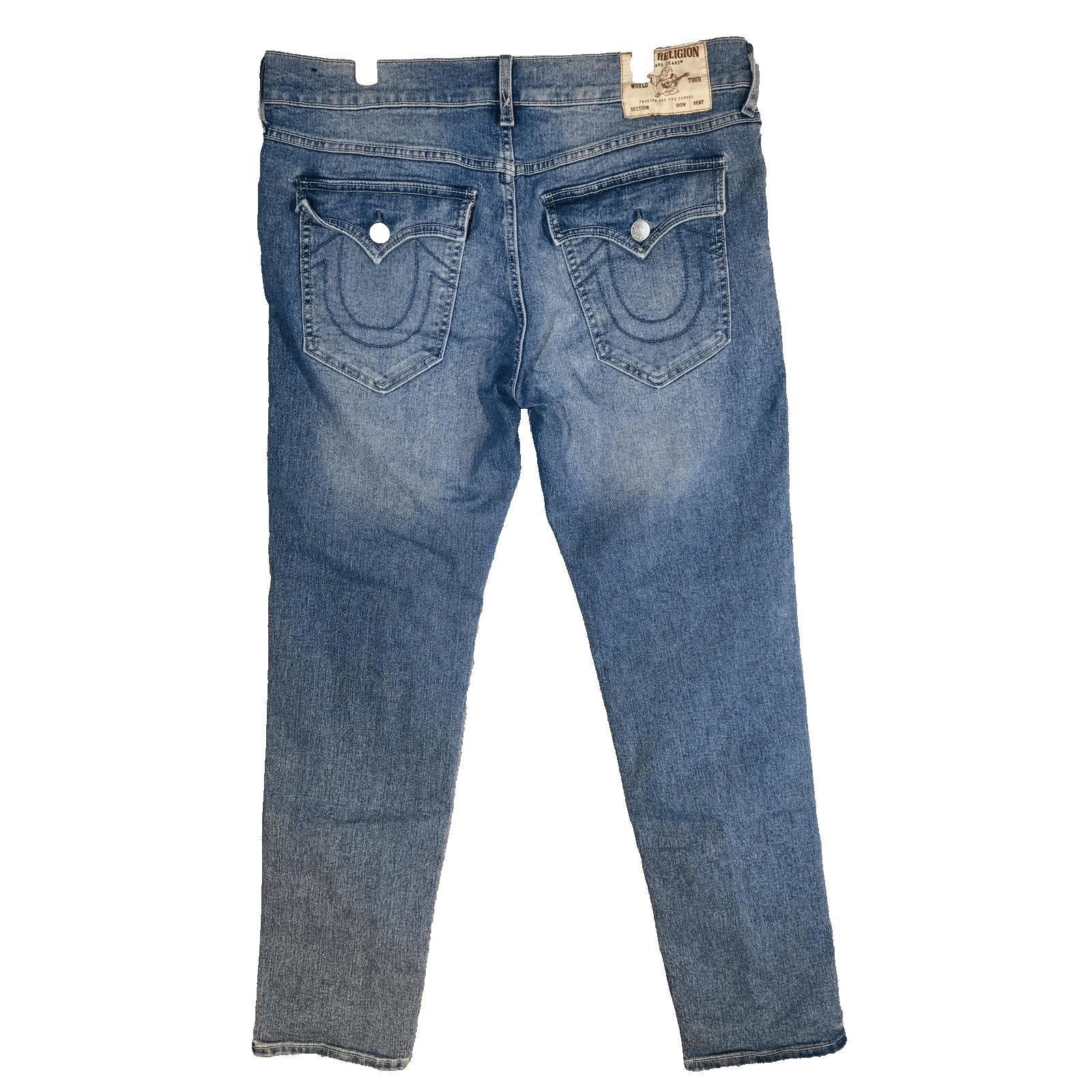 True Religion Geno Jeans Mens 36x31 Blue Light Wash Tapered Relaxed Zip Fly - Thumbnail 6