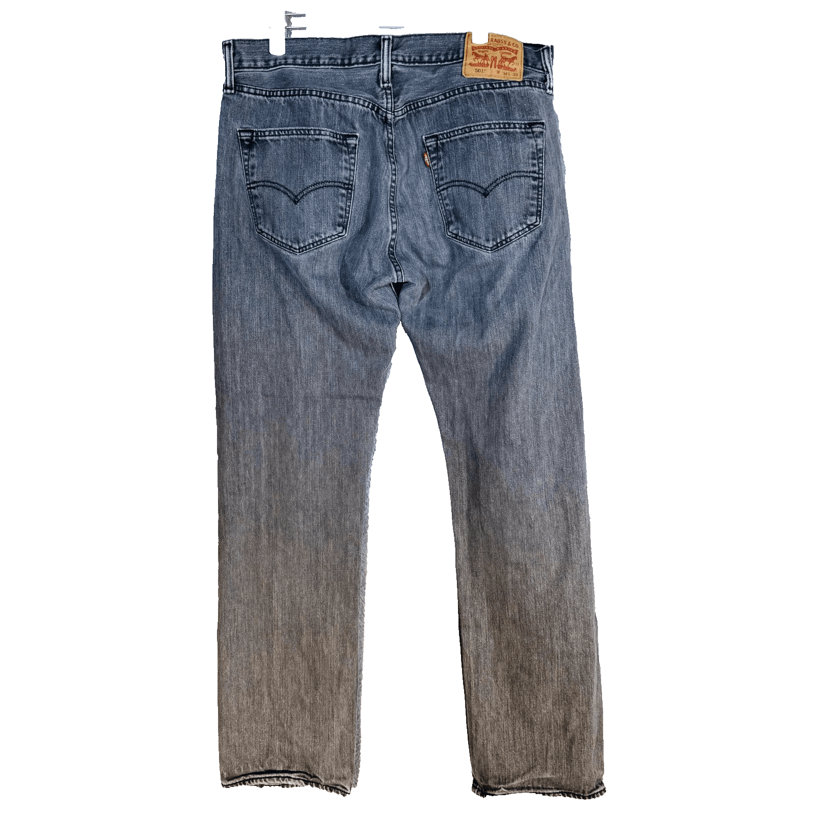 Levis 501 Jeans Mens 34x31 Gray Medium Wash Straight Denim Button Fly Regular - Thumbnail 7