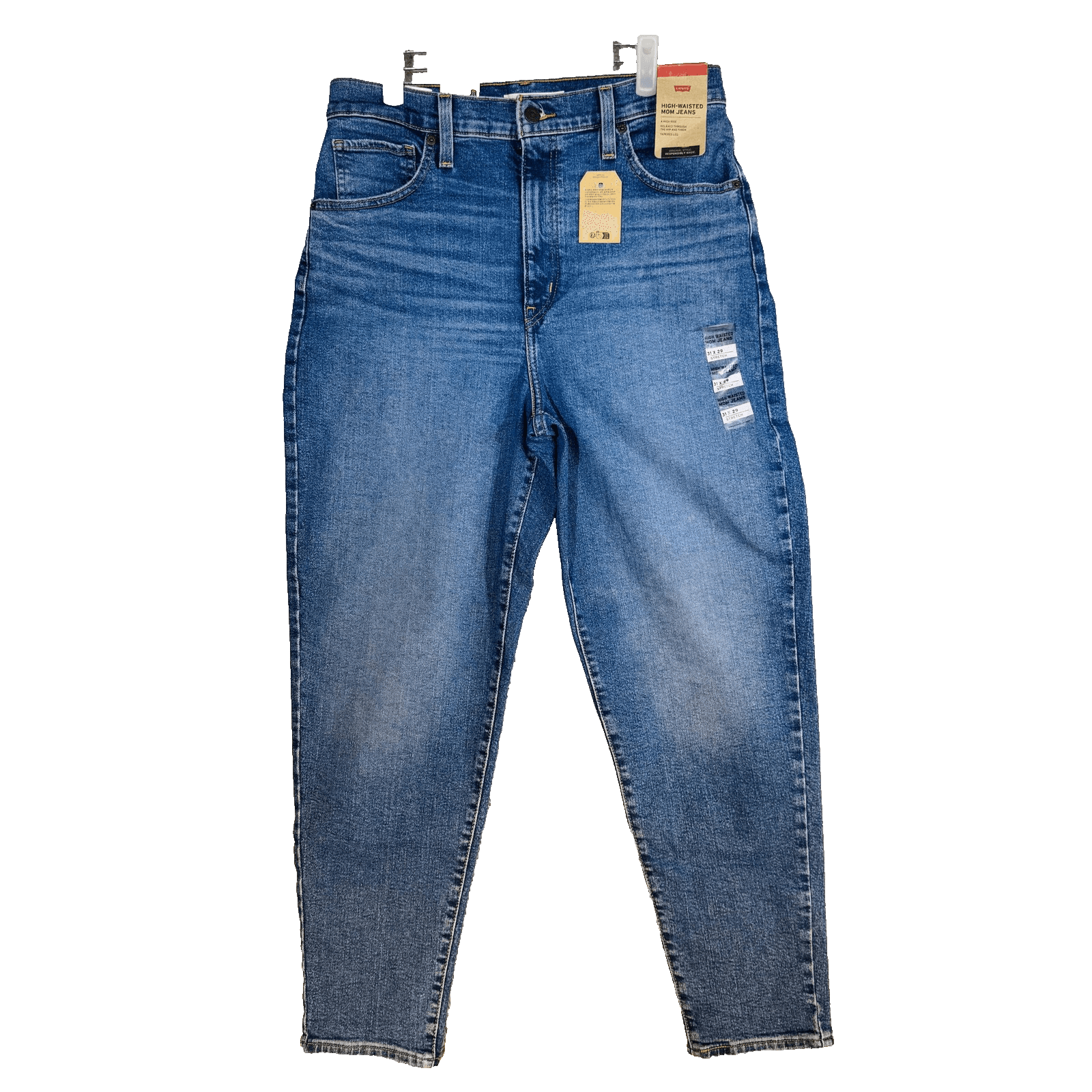 Levis Mom Jeans Womens 31x29 Blue High Waist Relaxed Tapered Stretch Denim - Thumbnail 5