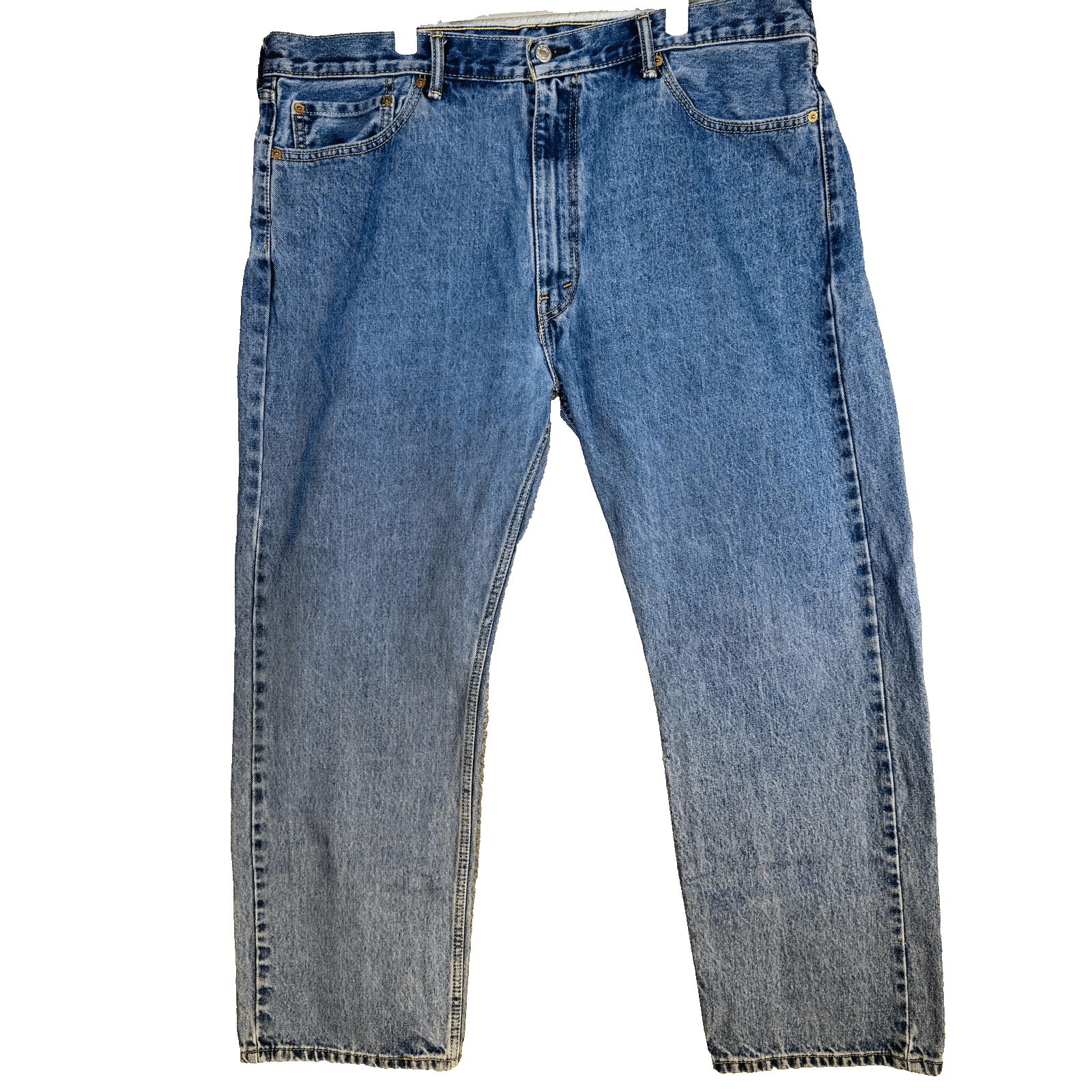 Levis 505 Jeans Mens 42x30 Blue Medium Wash Straight Denim Zip Fly Regular Fit - Thumbnail 5