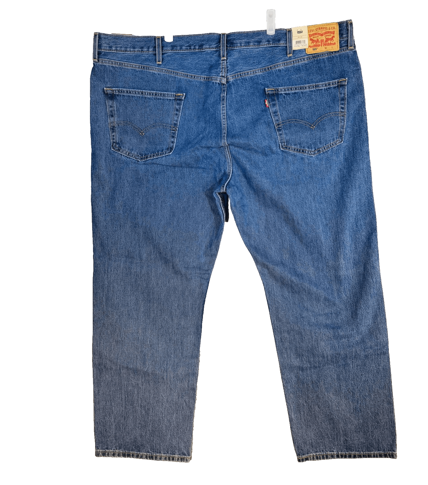 Levis 505 Jeans Mens 52x32 Big & Tall Blue Medium Wash Straight Denim Zip Fly - Thumbnail 8
