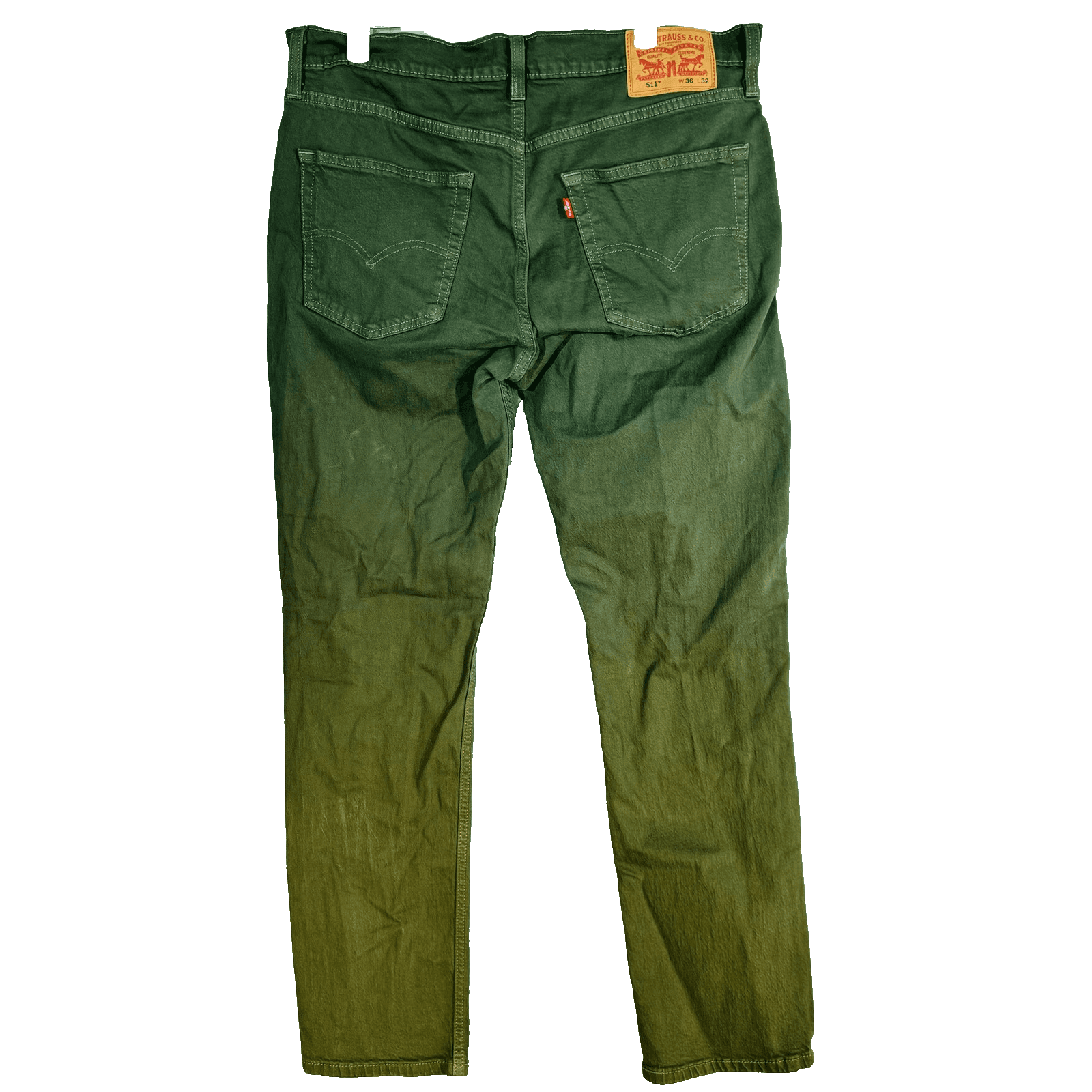 Levis 511 Jeans Mens 36x32 Green Slim Taper Stretch Denim Zip Fly Mid Rise - Thumbnail 6