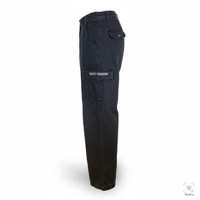 Harley-Davidson Jeans Mens 34x28 Black Dark Wash Straight Relaxed Denim Zip Fly - Thumbnail 3