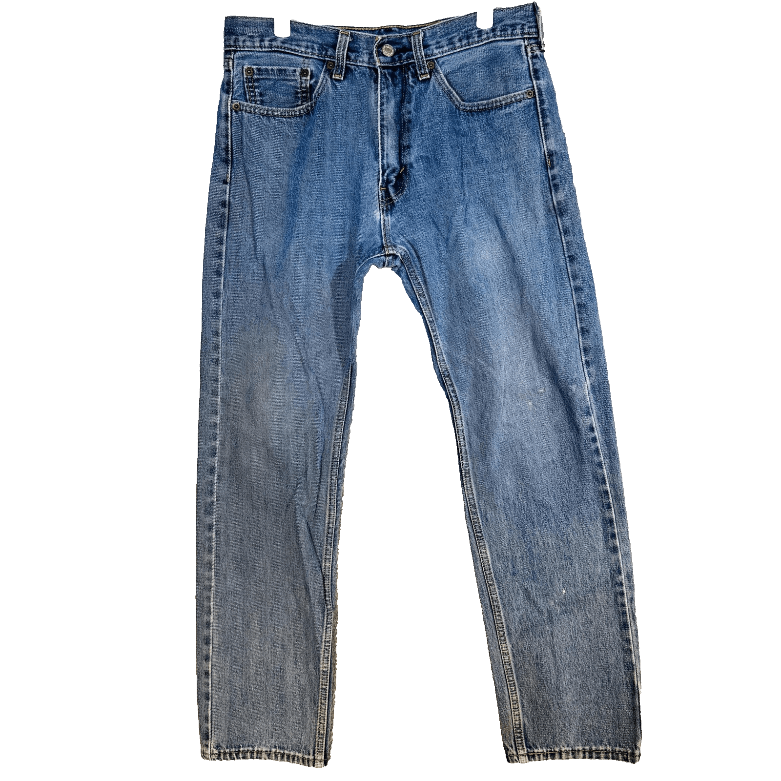 Levis 505 Jeans Mens 32x32 Blue Light Wash Straight Denim Zip Fly Regular Fit - Thumbnail 5